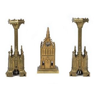 Pair Gothic Candlesticks and Model