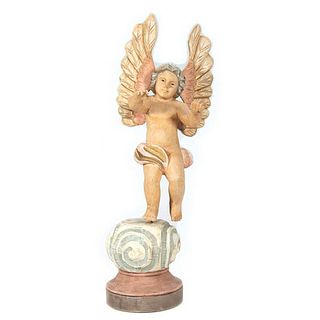 Italian Carved and Painted Figure of an Angel