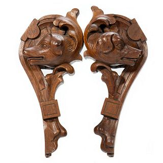 Pair Arts and Crafts Wood Brackets