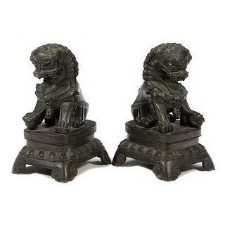 Pair Bronze Fu Dogs