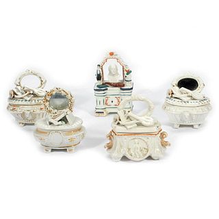 Group of 5 Porcelain Music Theme Trinket Boxes