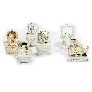 Group of 6 Porcelain Animal Trinket Boxes and Figures
