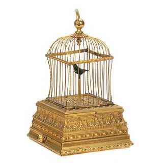 Small Gilt Bird Cage Automaton