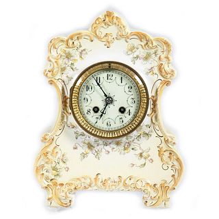A Rococo Porcelain Mantel Clock