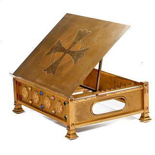 Brass and Glass Jeweled Missal Stand