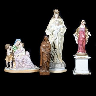 German Porcelain Madonna and Child Group, with 3 others