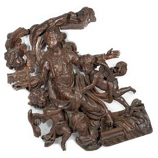 Carved Wood Figure of the Assumption of Mary