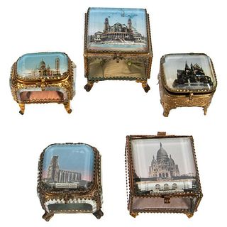 Collection of French Souvenir Jewel Caskets