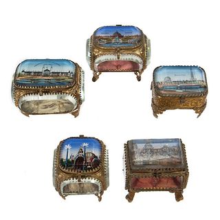 Collection of French Souvenir Jewel Caskets
