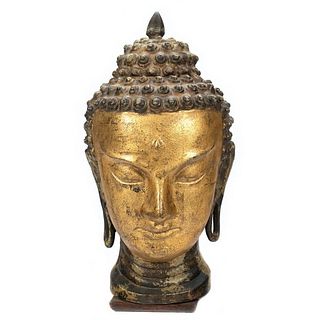 Thai Gilt Metal Buddha Bust