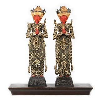Balinese Twin Goddess Sculptures with Lucky Coins