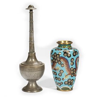 Chinese Style Cloisonne Vase, with an Indian Incense Burner