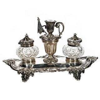 Henry Wilkinson & Co. Silver Inkstand with Bottles