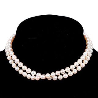 Cultured pearl and 14k white gold necklace