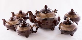 Pottery Tea Set, Six (6)