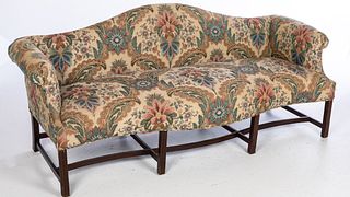 American Chippendale Walnut Camelback Sofa