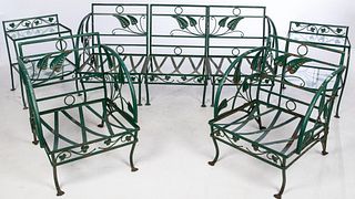 Group of Wrought Iron Outdoor Seating Furniture 