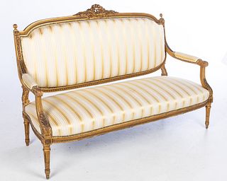 Louis XVI Style Giltwood Settee, Late 19th Century