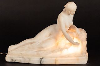 Guido Papucci, Alabaster Reclining Nude, C. 1920