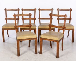 6 Gothic Reform Dining Chairs, 19th Century