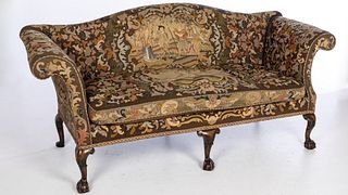 George II Style Mahogany Needlepoint Sofa