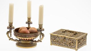 Louis XVI GiltBronze Centerpiece & Brass Box, 19th C