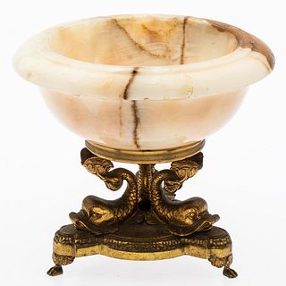 Regency Style Agate and Gilt-Metal Bowl on Stand