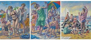 Dennis Boileau (Am, 21st C), 3 Works of Beach Scenes, Acrylic