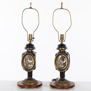 Pair Carriage Lamps Now Mounted as Table Lamps
