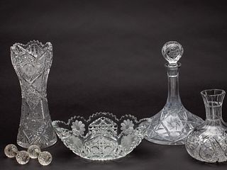 Group of 6 Cut Glass Items
