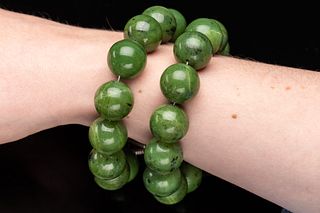 2 Green Jade Bracelets