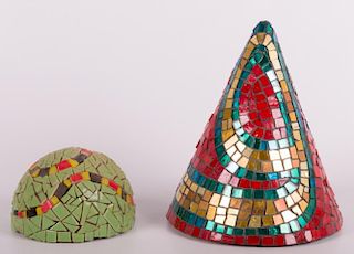 Abstract Mosaic Tile Sculptures, Two (2)