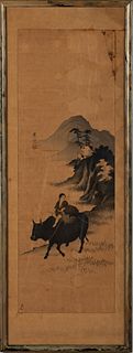 Japanese Print of a Figure on a Bull