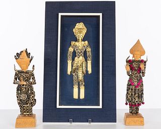 Two Balinese Coin Dolls and a Framed Balinese Doll
