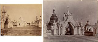 2 Albumen Photos of Scenes of 450 Pagodas, Mandalay