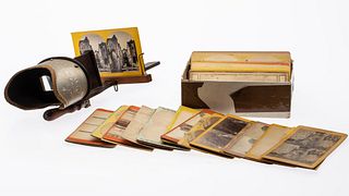Holmes Style Stereoscope w/52 Stereo View Cards