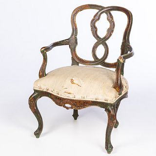 Italian Painted Open Armchair, 18th Century
