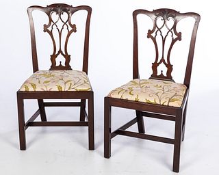 Pair George III Style Mahogany Side Chairs, 20th C