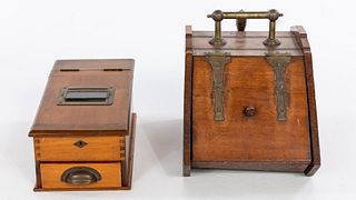 Walnut Money Box and a Wood Coal Scuttle