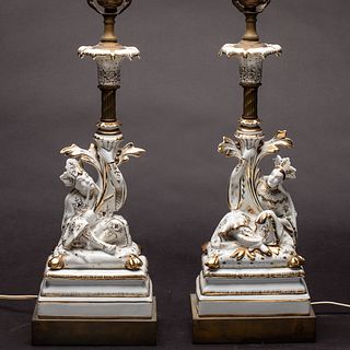 Pair of Chinoiserie Style Ceramic Lamps