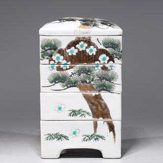 Antique Japanese Meiji Period Porcelain Danju Jubako Box