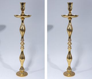 Pair Large Indian Brass Candle Holders