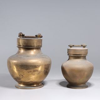 Two Antique Indian Metal Covered Vessels