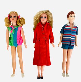 (3) dolls include (1) Growing Up Skipper is a cool doll. Move her left arm and she suddenly grows up & move it again & she goes back to regular size. 