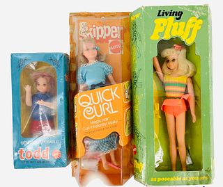 (3) Dolls including Living Fluff, which has her wrist tag in the box. Living Fluff's in her original box that has multiple problems. (1) Bendable Pose
