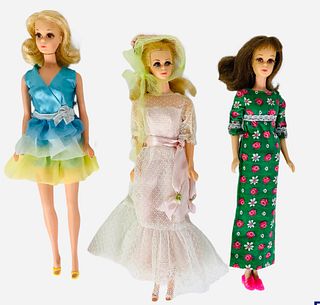 (3) Barbie's friends. (1) Jamie with beautiful big brown eyes & lashes. She clicks (3) times and is wearing Twinkle Togs dress only. I found 3 little 