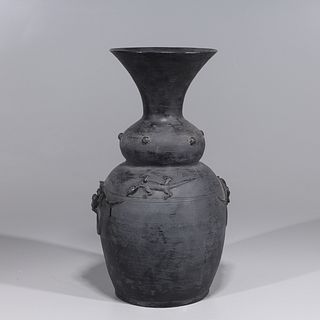 Chinese Black Glazed Ceramic Vase