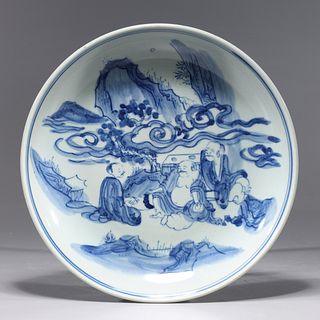 Antique Chinese blue & White Porcelain Dish