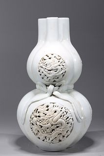 Chinese Blanc de Chine Porcelain Dragon Vase