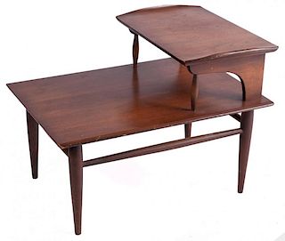 Vintage Step-Back Walnut End Table